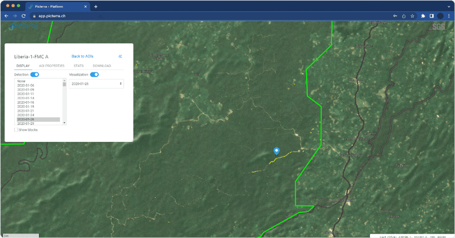 Illegal forest logging activities monitoring dashboard (SGS)