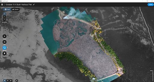 Orthomosaic created in Pix4d of a 8.9 ha area of wood debris collected from the reservoir in 2020.